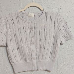 Wilfred Gray Eyelet Knit Button Cardigan